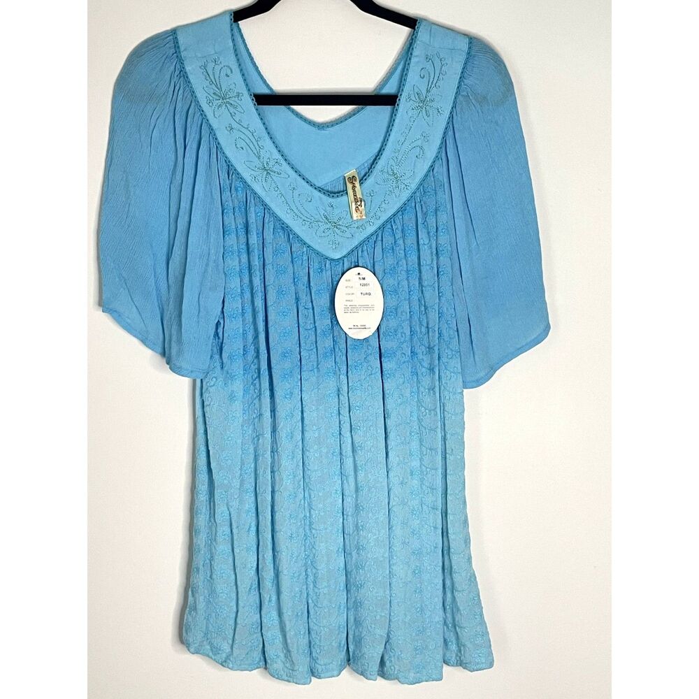 Shoreline Boho Embroidered Floral Blouse Size Small/Medium NEW w/tag k2